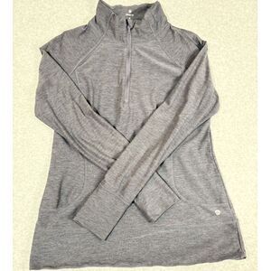 Apana Women's M Gray Long Sleeve Athletic Yoga Top Thumbholes Cowl Neck